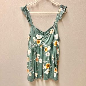 Torrid Babydoll Teal Floral Top Size 00